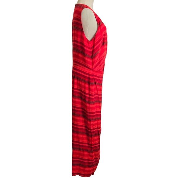 Spenser Jeremy Silk Red Striped Wrap Sarong Dress Plus Size - Picture 3 of 8